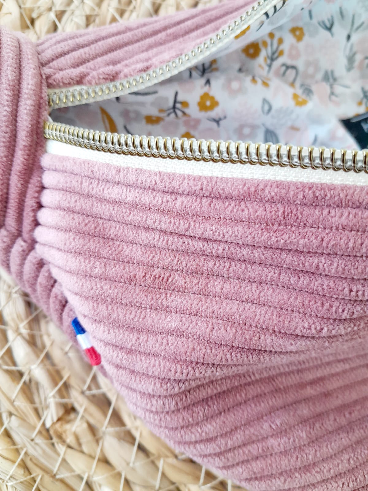 Sac banane velours "vieux rose"