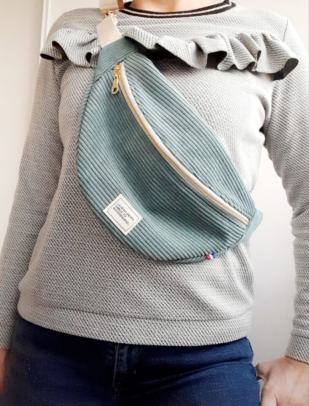 Sac banane velours vert