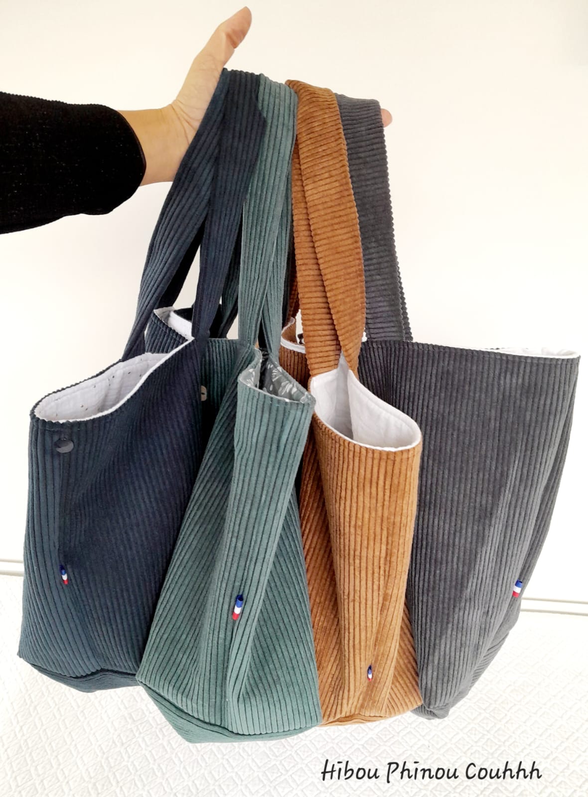 Sac cabas velours upcyclé