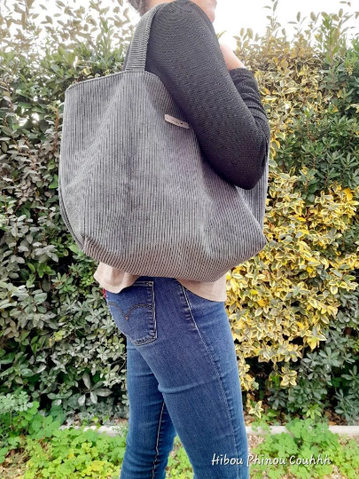 Sac cabas velours upcyclé