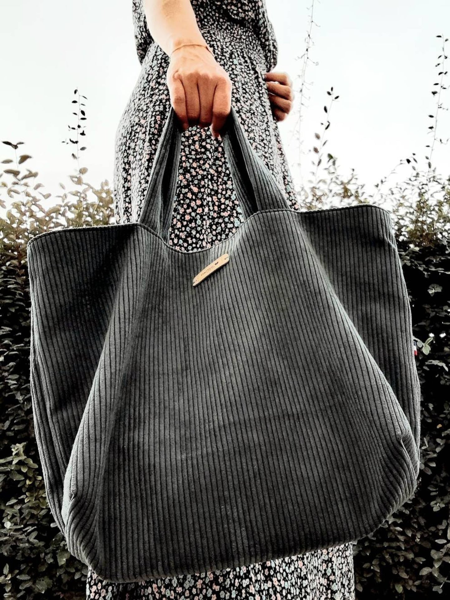 Sac cabas velours upcyclé