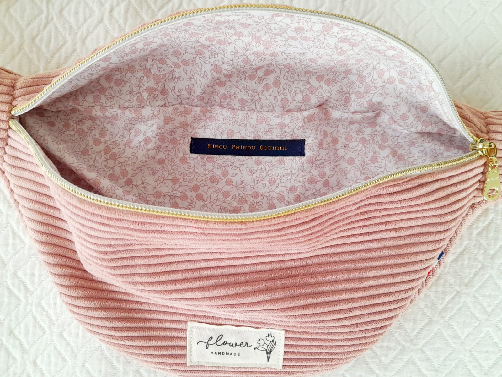 Sac banane velours rose